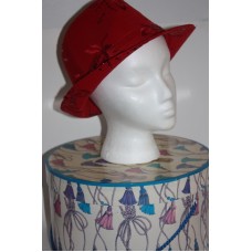 RED HAT SOCIETY Mujers Dress Church Hat Sz ML Red Denim Sequins Trim + Box EUC  eb-16726650